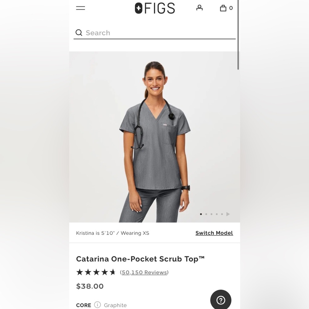 Figs Graphite Set XS - Catalina Scrub Top and Livingston Basic Scrub Pant
